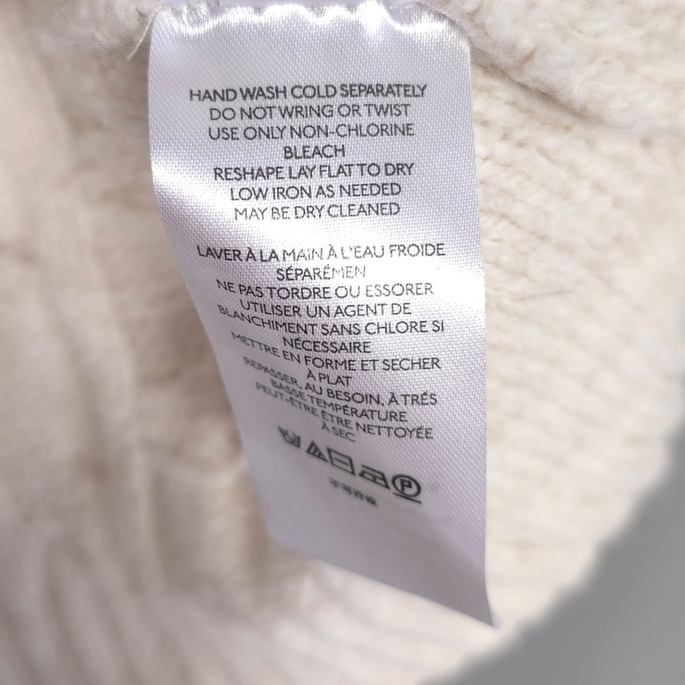 ANTHROPOLOGIE Cable Knit Sweater Vest‎ MEDIUM Ivory Button Mock Neck Turkey - Picture 6 of 9